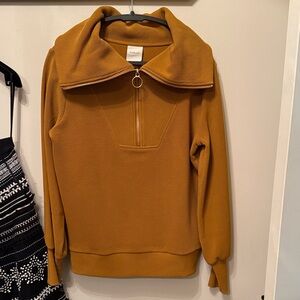 Varley Ottoman Half-Zip Sweater in Golden Brown